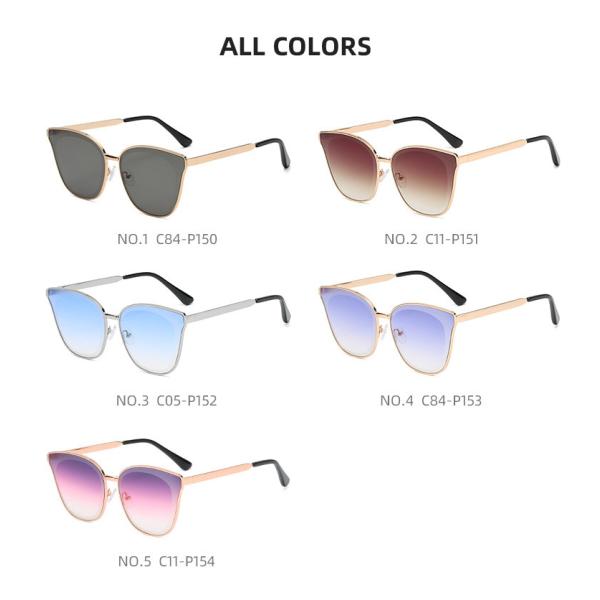 Womens Cat Eye Metal Frame Sunglasses Mirrored Tint Lenses CE