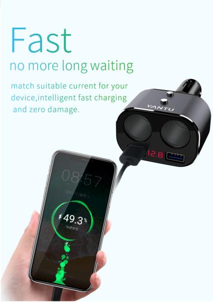 YANTU L01 Fast Car Charger for Phone iPhone and Mobile USB Connection Type-C Mini Portable USB-C Cigarette Lighter Sockets