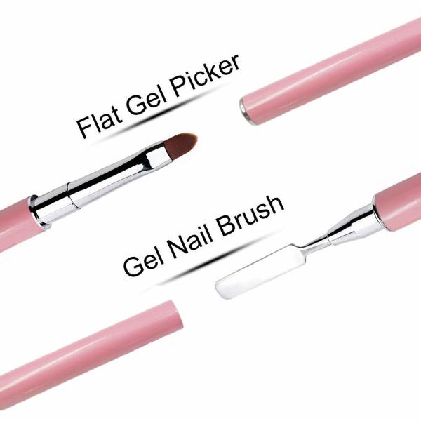 Acrylic Nail Art Brush Stainless Steel  Dual Ended Poly For UV Gel Extension
