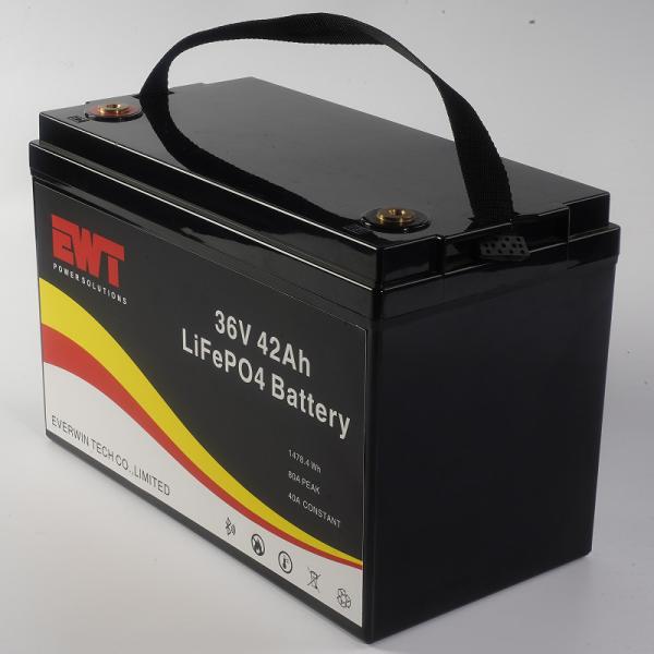 Black Portable 36V 42AH LifePo4 Battery Pack For Power Supply Chargeable and Long-Lasting