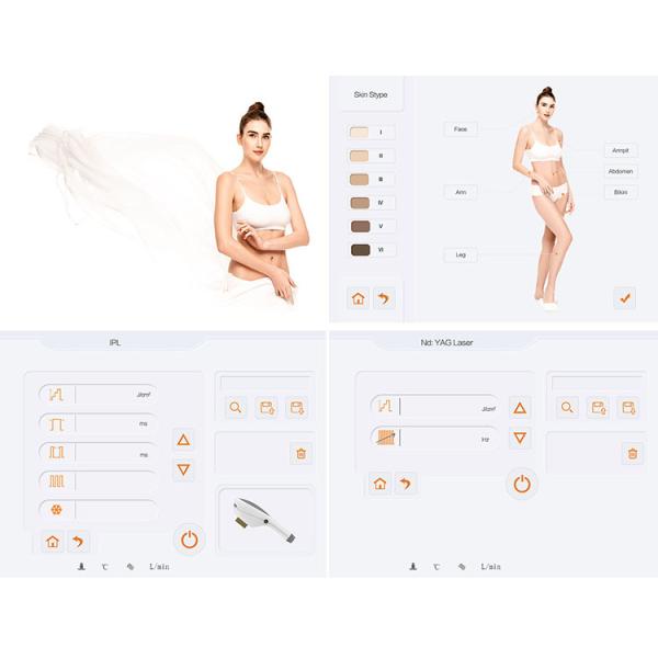 Вертикальный 4 В 1 IPL SHR ND YAG+Diode Elight Machine Безболезненное постоянное удаление волос