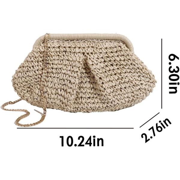 BEACH CHIC WOMEN'S RAFFIA STRAW DUMPLING CLUTCH STYLISH SUMMER VACATION CROSSBODY BAG RATTAN PURSE