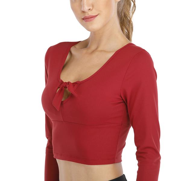 женская Loosed Breathable Йога футболка длинный рукав Сухой фит бегущая рубашка