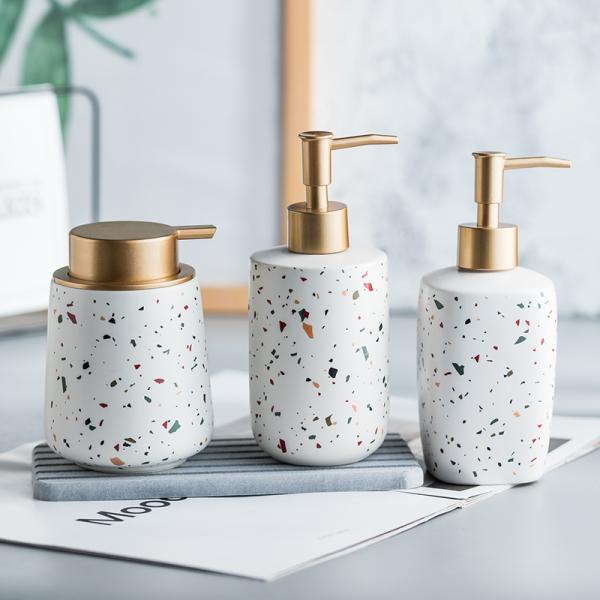 Luxury Ceramic Bathroom Set Soap Bottle For Shampoo Liquid Lotion