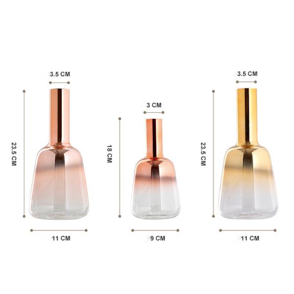 Living Room Decorative Glass Vases Single Flower Gold Plated Glass Vase