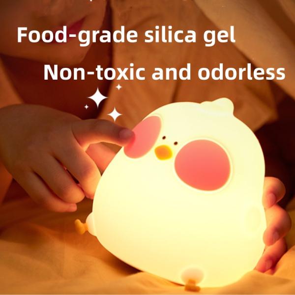 Спальня Мягкий свет Спальная кровать лампа Силиконовый коврик Столовая лампа Мобильный телефон держатель Дети цыпленок Маленький ночной свет