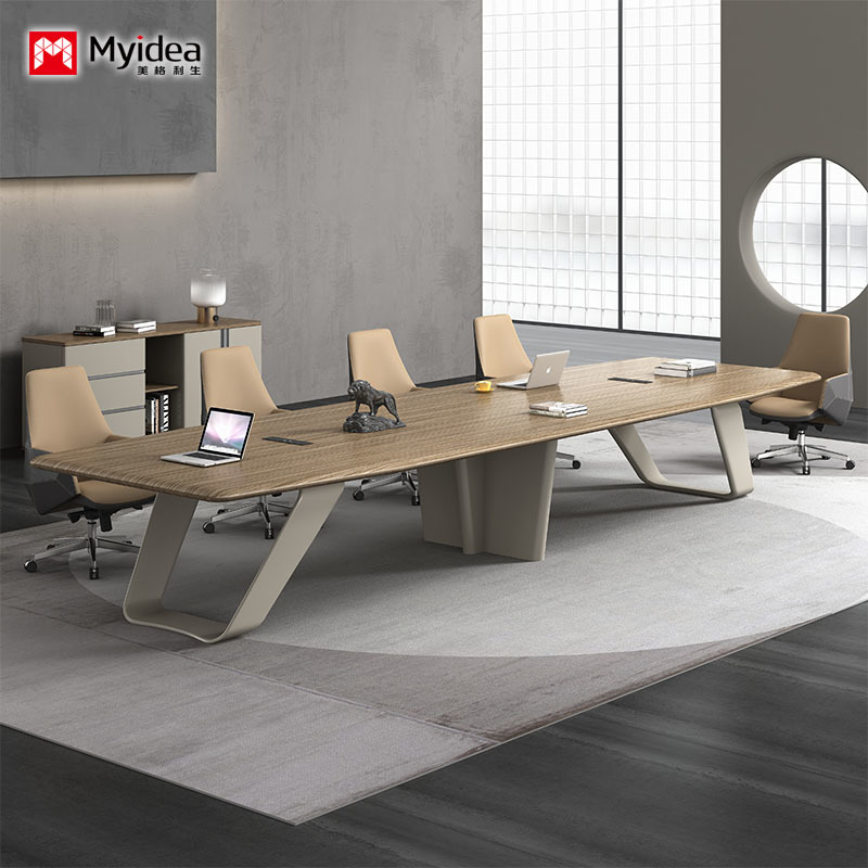 Premium Conference Table for Meeting Rooms – Durable Steel Leg Support, Fully Integrated Power System with AC Outlets and USB Charging Ports for Effortless Device Connectivity