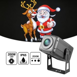 200W LED Outdoor Zoom Christmas Gobo Projector IP65 DMX Logo Projection