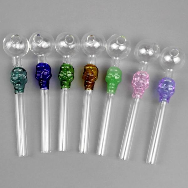 14cm Length Colorful Hookahs Straight Oil Burner Pips , Tobacco Pipe Glass Material
