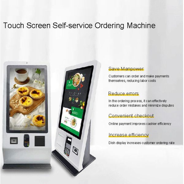 27 Inch High-definition smart multi-touch McDonald's self-service ordering machine with QR code scanner