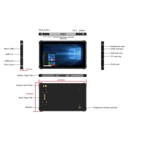 8 планшет Windows дюйма RJ45 1920x1200 изрезанный 10 Pro 7800mAh