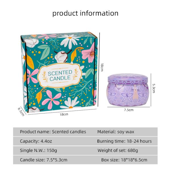 4 Different Fragrance Candle Tin Scented Candle For Customized Festival Restrictions