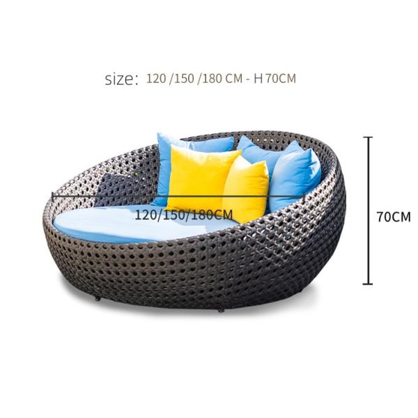 Customized Color Pool Garden Lounge Round Coffee Bed Outdoor Furniture Rattan Metal Best
