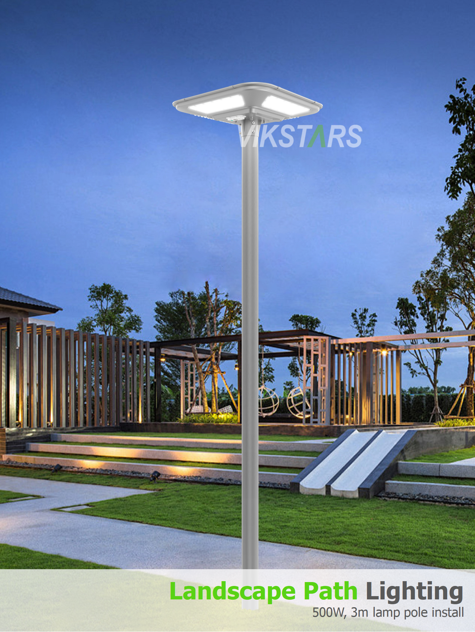 Outdoor IP66 Street Lamp Lawn Patio Yard Walkway Landscape Waterproof With Remote Control