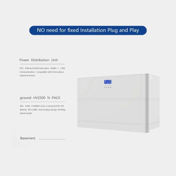 51.2V 50Ah 2.56kWh Home Lithium Battery Pack Stacked For Solar System