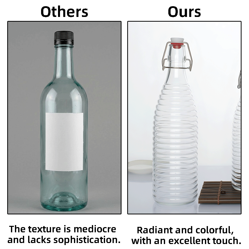 Solent Ringed Glass Swing Top Bottle Airtight Beverage Container with Leakproof Seal Ringed Texture