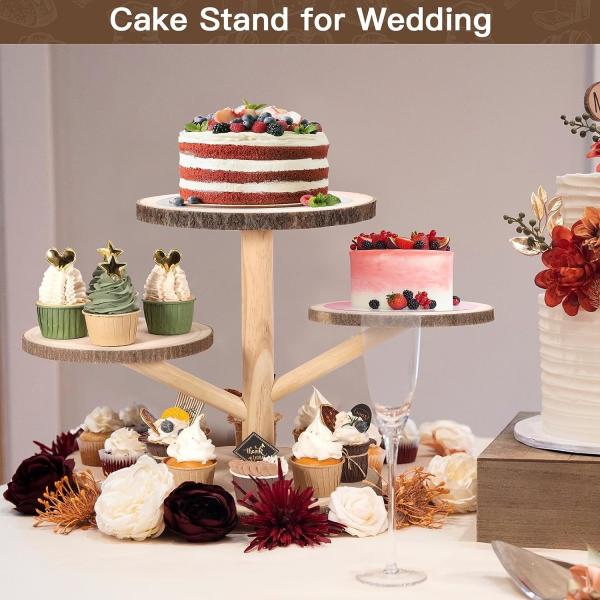 Customized Designs 4 Tier Bamboo Cupcake Stand for Party Fruits Snacks Serving Tray