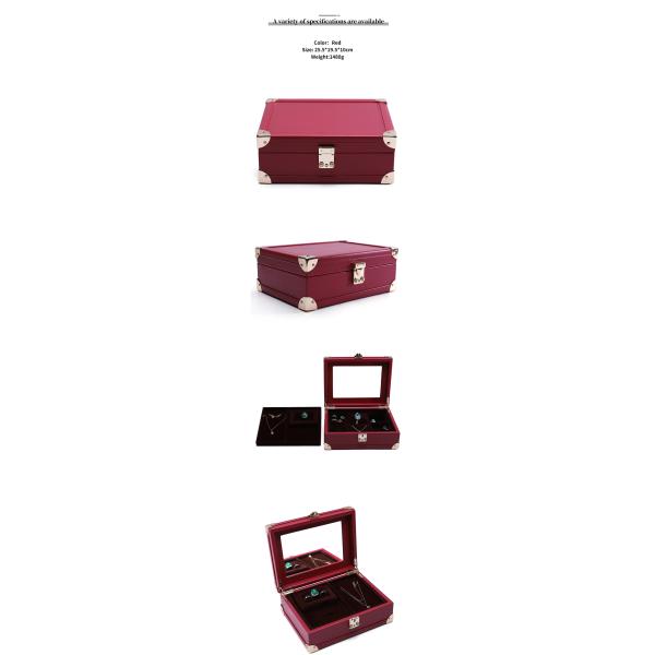 Luxurious Corner Protection PU Leather Jewelry Storage Organizer Case with Mirror
