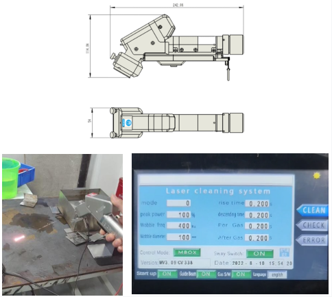 Industrial Handheld Laser Cleaning Machine for Carbon Steel Metals with 0-300mm Beam Size