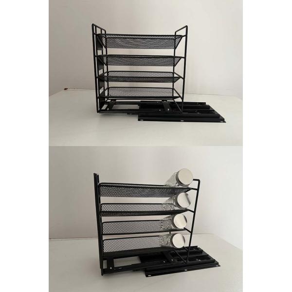 Practical 4 Layer Pull Out Spice Organizer for Cabinets and Kitchen Organization