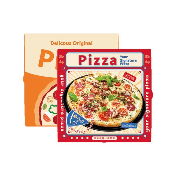 Impression personnalisée tranche 16 pouces boîtes de pizza avec fenêtre poulet frit Kraft carton ondulé