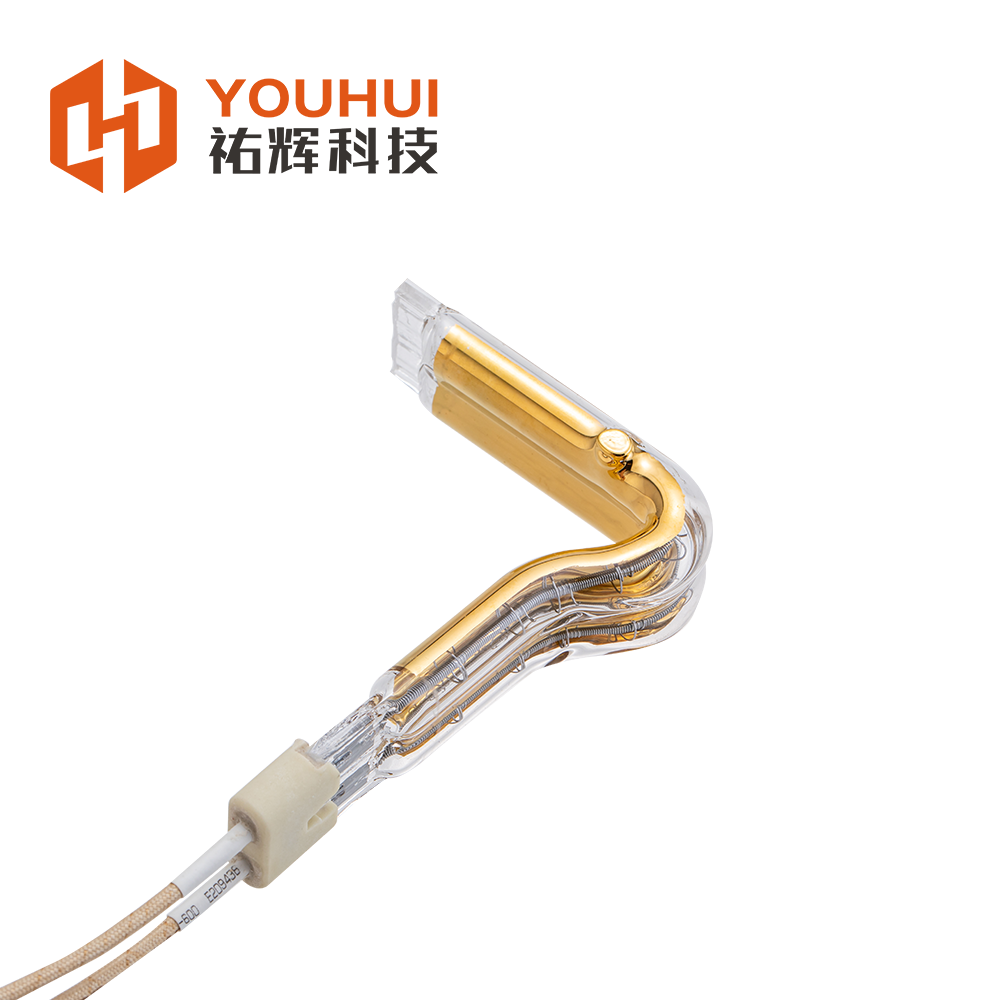 Tubo calefactor halógeno dorado en forma de L 150-6000W Lámpara infrarroja industrial