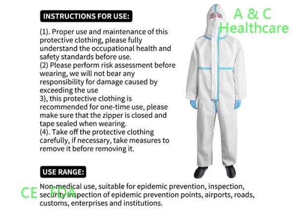 Blue PP Non Woven Disposable Protective Gowns Soft Hand Feeling 115*137 Cm