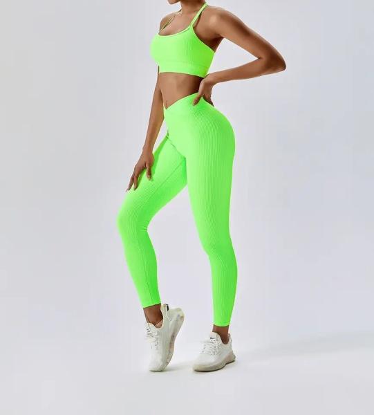                  Running Training Fitness Wear Womens Gym Bra Leggings High Waist Seamless 5 Piece Yoga Set             