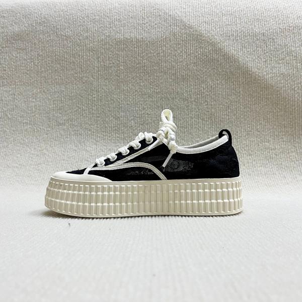 Women lace canvas shoes with thick sole and hollow breathable fisherman