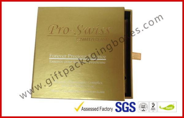 Caixas de presente luxuosas da gaveta dourada de USB com folha e logotipo gravado