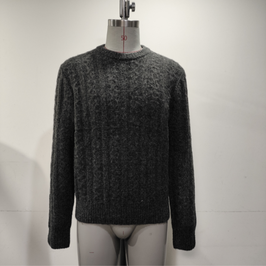 Genea Men's Knitted Cable Sweater High Neck Pullover with Anti-Pilling Thick Wool Nylon Blend for Winter