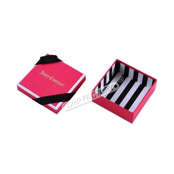 2 Piece Custom Paper Jewelry Boxes  Cardboard Jewelry Boxes With Black Ribbon