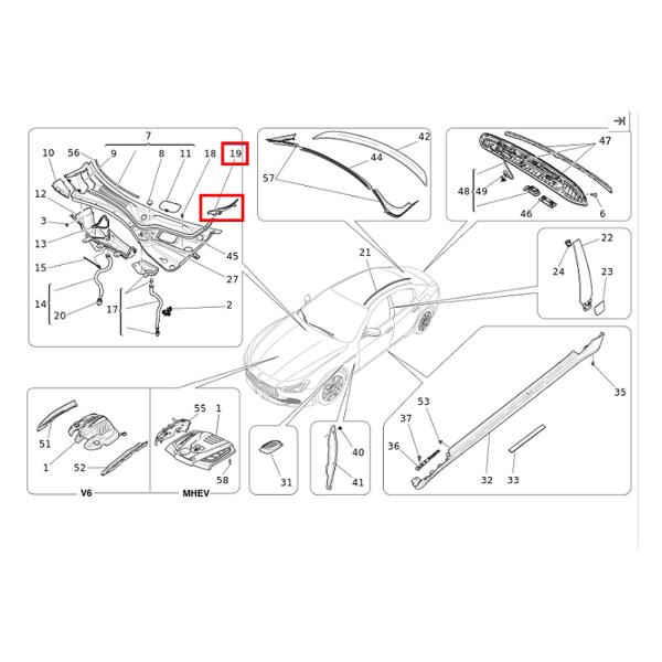 For Maserati Ghibli M157 Left & Right Water Cowl Panel Trim OEM 670013462 670013463