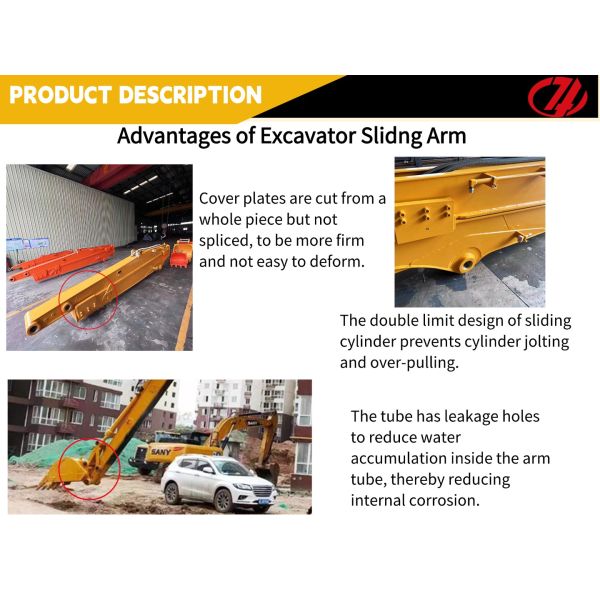 High Efficiency 20-27 Ton Excavator 10-12m Sliding Boom Arm Telescopic Arm for Construction