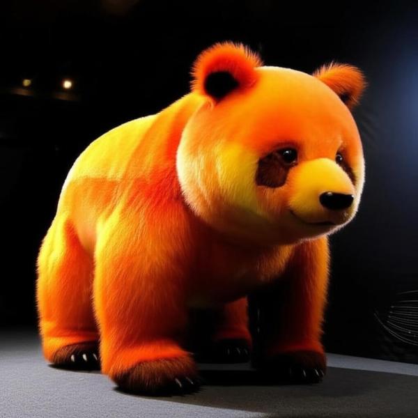 Modelo de panda animatrónico totalmente personalizable, color naranja, resistente a la intemperie