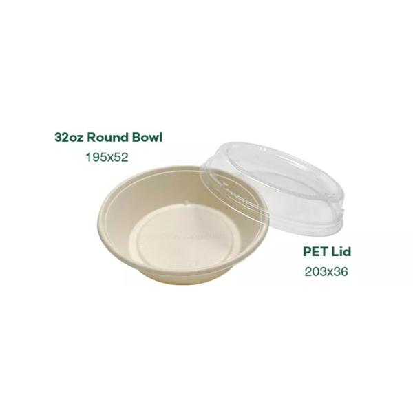 120 Degree Oil Resistant Biodegradable Sugarcane Bagasse Plates Takeaway Bowl With Lid