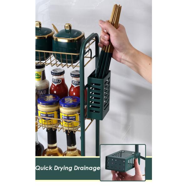 3 Tier Countertop Kitchen Rack Stainless Steel Green Gold 1.8 Litres Volume