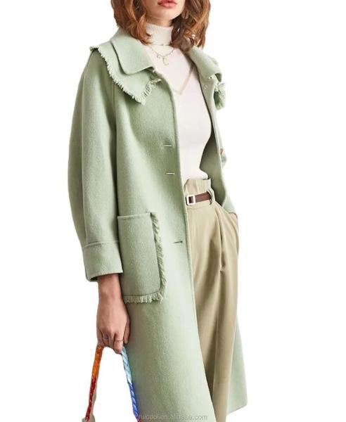                  Wool Blend Peacoat Double-Breasted High Quality Trench Coat Women Long Coats for Ladies             