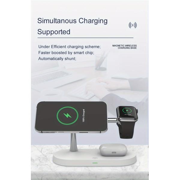 Qi Standard Night Light Wireless Charger With Earphone And Watch Charging