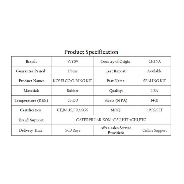 WYS KOBELCO O Ring Kit GENUINE PARTS O RING KIT O Ring Kit Box Excavator Repair Kit Box Rubber