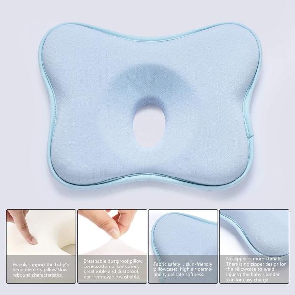 Jourm-Washable Butterfly Cotton Memory Foam Baby Infant Pillow with Breathable Fabric