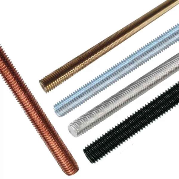 Медь Углеродистая нержавеющая сталь 304 316 A2 A4 Gr 4.8 8.8 Простая черная цинковая HDG DIN975 DIN976 Прокрученный стержень M4-M48
