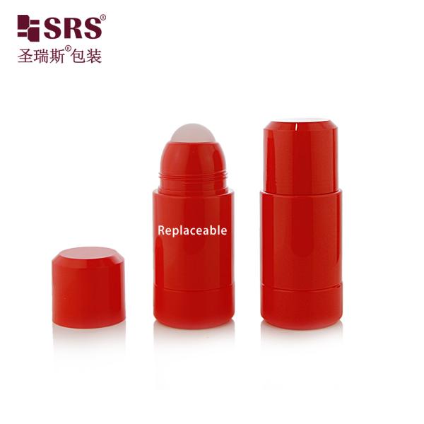 Plastic PP Body Deodorant Refillable Roll On Bottle Replaceable Red 75ml