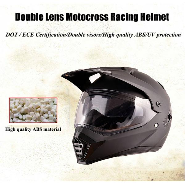 White ECE approved motocross safety full face double visors helmets with customized logo
