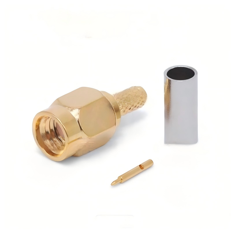 SMA Connector SSMA Male Crimp RF Connector with Gold-Plated Brass and PTFE Insulation for 6GHz Frequency Range