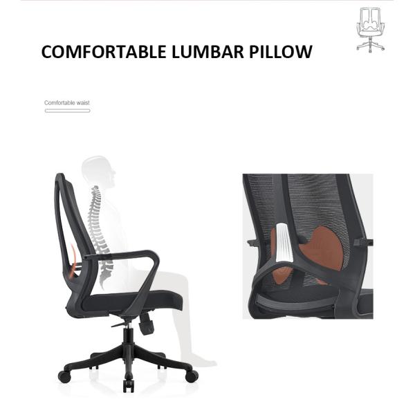 Fixed Armrest Executive Work Office Chair with Stainless Steel and Mesh Ergonomic Design