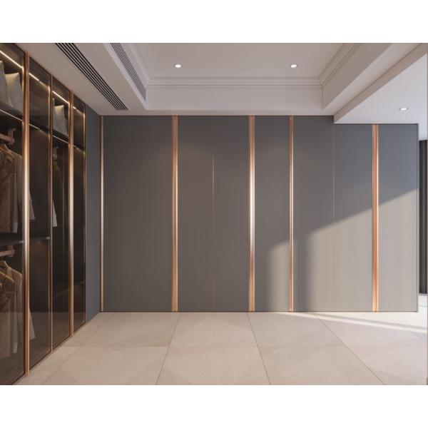 Modern Meridian Gray L Shaped Bedroom Wardrobe With Customized Storage Zones
