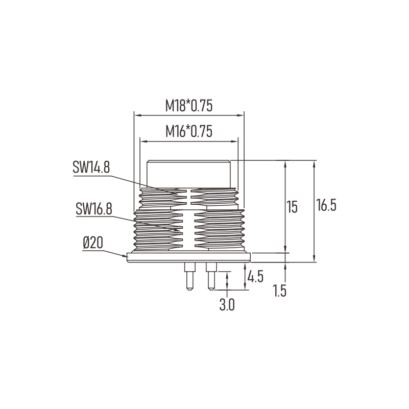 Фронт DC Pin 6A 250V 32V мужчины 4 кругового соединителя держателя M16 панели прикрепил