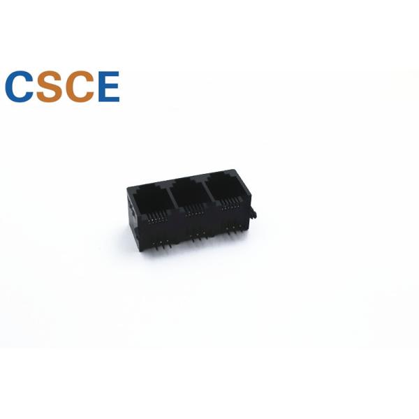 1 * 3 Port PBT Plastic RJ11 PCB Socket , RJ11 Mini Jack 5521 Series Voltage Rating 125V Ac