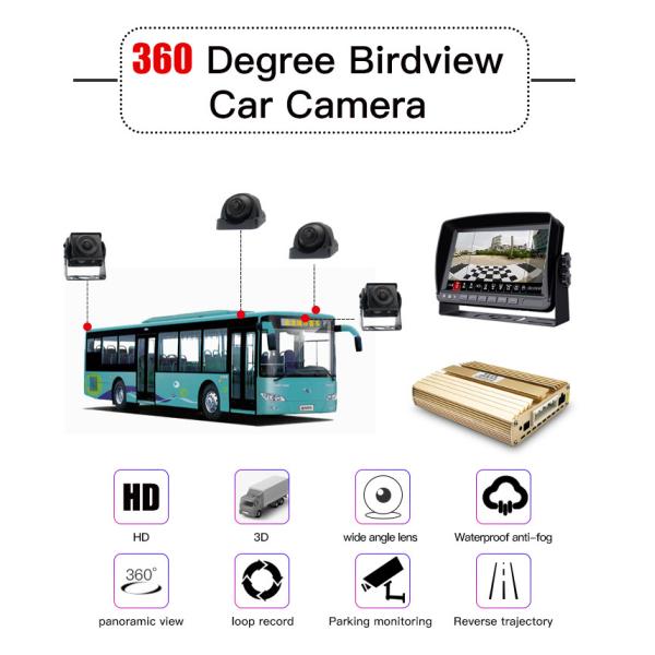 360 Degree Bird View Camera Waterproof IP67 1080P HD Panoramic Camera for for Hino Truck Van Trailer